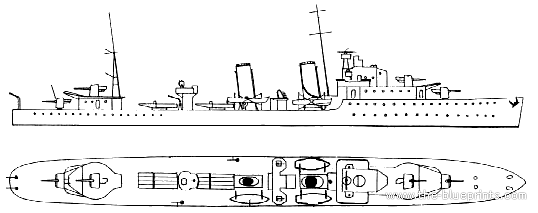 Корабль HMS Hero H99 [Destroyer] - чертежи, габариты, рисунки